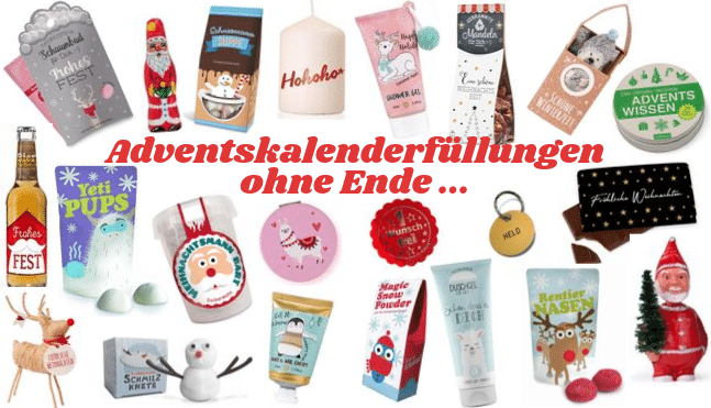 Adventskalender selbst befüllen - über 500 Artikel unter € 5,-