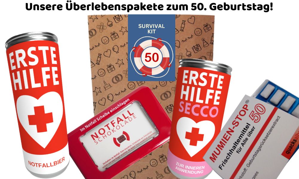 Überlebenspakete zum 50. Geburtstag