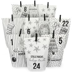 DIY Adventskalender Tüten Set BLACK AND WHITE CHRISTMAS - zum Befüllen