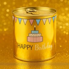 Cancake – Kuchen in der Dose „Happy Birthday“ – Goldfunkeln (Brownie)