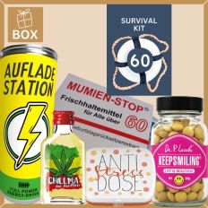 Geschenkbox zum 60. Geburtstag – Lustiges Überlebenspaket (Set 3)