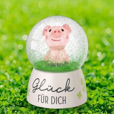 Glitzerkugel „Glück für dich!“ – Schneekugel Glücksbringer