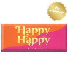 Schokolade 30g „Happy Happy Birthday“ (Motiv: orange/pink)