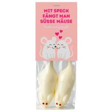 Naschtüte “Mit Speck fängt man süße Mäuse“ – Aseli Schaumzucker Riesenmäuse 