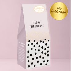 Fruchtgummi Herzen HAPPY BIRTHDAY - schwarz gepunktet