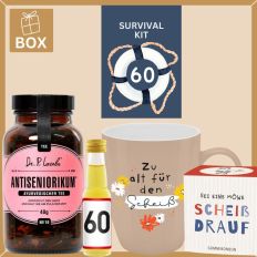 Geschenkbox Überlebenspaket zum 60. Geburtstag „Survival Kit“ (Set 1)