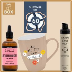 Geschenkbox Überlebenspaket zum 60. Geburtstag SURVIVAL KIT # 2
