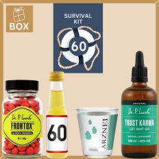 Geschenkbox Überlebenspaket zum 60. Geburtstag „Survival Kit“ (Set 7)