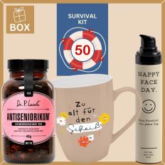 Geschenkbox Überlebenspaket zum 50. Geburtstag SURVIVAL KIT # 2