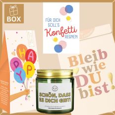 Geschenkbox zum Geburtstag – Geschenkset „Konfetti regnen“ (Set 2)