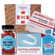 Geschenktüte zum 30. Geburtstag – Lustiges Überlebenspaket (Set 2)