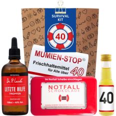Geschenktüte Überlebenspaket zum 40. Geburtstag „Survival Kit“ (Set 4)
