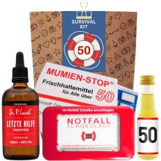 Lustiges Geschenk zum 50. Geburtstag „Survival Kit“ (Set 3)