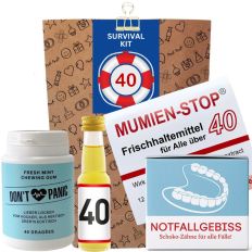 Geschenktüte Überlebenspaket zum 40. Geburtstag „Survival Kit“ (Set 5)