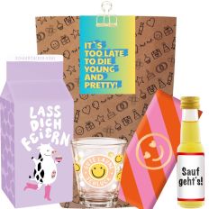 Geschenktüte zum Geburtstag – Lustiges Geburtstagsgeschenk „It’s too late“ (Set 4)