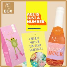 Geschenkbox witziges Geburtstagsgeschenk „Age is just a number“ (Set 3)