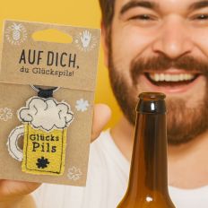 Schlüsselanhänger aus Ananas-Faser "Glückspils"