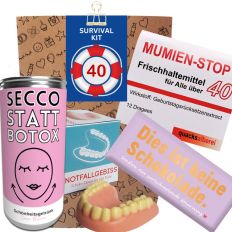 Geschenktüte Überlebenspaket zum 40. Geburtstag „Survival Kit“ (Set 1)