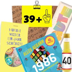 Lustige Geschenktüte zum 40. Geburtstag „39 Plus“ (Set 5)