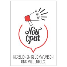 Minicard zur Geschäftseröffnung NOW OPEN!