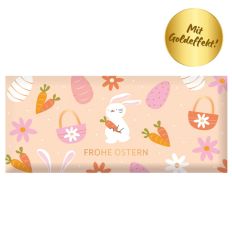 Schokolade 30g „Frohe Ostern“ (Hase mit Möhre)