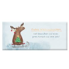 Kleine Schokolade 30g FROHES WEIHNACHTSFEST - Elch mit Tannenbaum