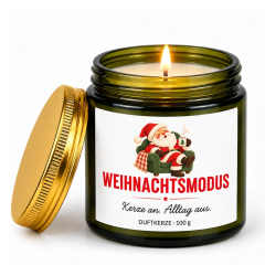 Duftkerze „Weihnachtsmodus – Kerze an. Alltag aus.“