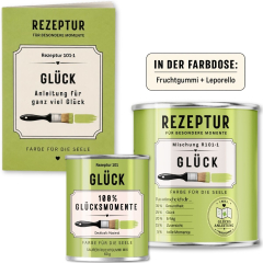 Geschenkset Rezeptur Glück – Farbe für die Seele mit Fruchtgummi & Glücksanleitung