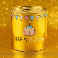Cancake – Kuchen in der Dose „Happy Birthday“ – Goldfunkeln (Brownie)