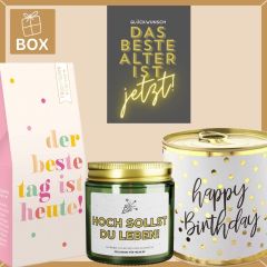 Geschenkbox Geburtstag – Geburtstagsgeschenk „Das beste Alter ist jetzt!“ (Set 2)