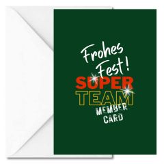 Geschenktüte + Grußkarte FROHES FEST! SUPER TEAM