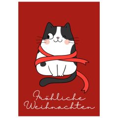 Lustige Geschenkverpackung für Weihnachtsgeschenke „Fröhliche Weihnachten“ (Motiv Katze)