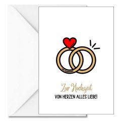 Geschenktüte + Grußkarte ZUR HOCHZEIT - VON HERZEN ALLES LIEBE!