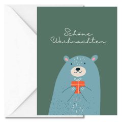 Geschenktüte + Grußkarte SCHÖNE WEIHNACHTEN - Bär