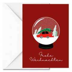 Geschenktüte + Grußkarte FROHE WEIHNACHTEN - Schneekugel