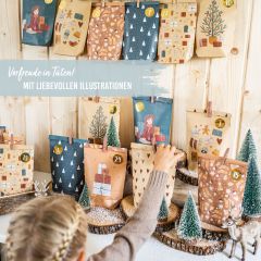 Adventskalender CHRISTMAS beige/petrol - Tüten-Set zum Befüllen