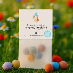 Tütchen mit 5 Blumenmurmeln "Du wunderschönes Geburtstagskind"