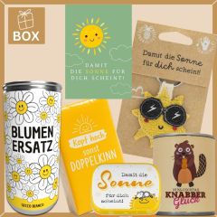 Gefüllte Geschenkbox Paket zur Aufmunterung „Damit die Sonne für dich scheint“ (Set 1)