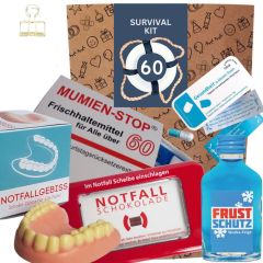 Geschenktüte zum 60. Geburtstag – Lustiges Überlebenspaket (Set 1)