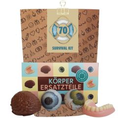 Geschenktüte zum 70. Geburtstag – Lustiges Überlebenspaket (Set 3)