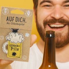 Schlüsselanhänger aus Ananas-Faser "Glückspils"