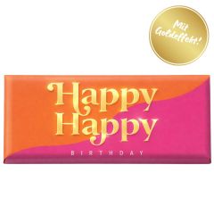 Schokolade 30g „Happy Happy Birthday“ (Motiv: orange/pink)