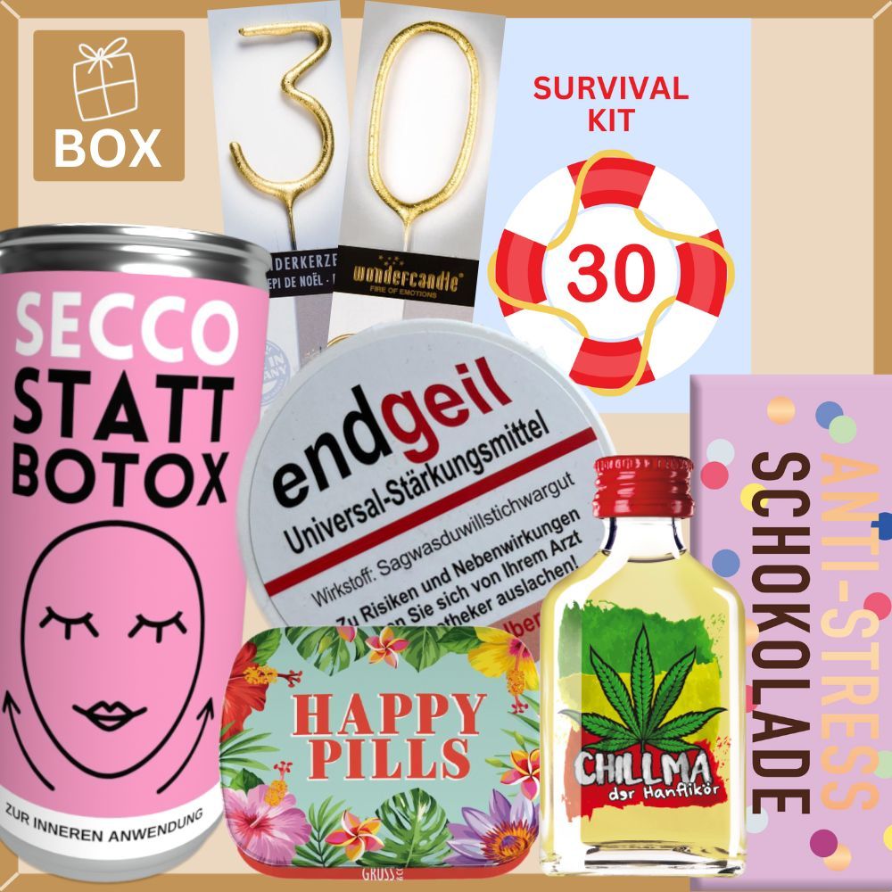 Geschenkbox Überlebenspaket zum 60. Geburtstag SURVIVAL KIT # 2