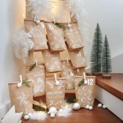 Adventskalender Set WHITE CHRISTMAS - Tüten-Set zum Befüllen