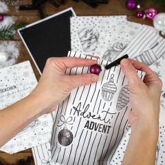 DIY Adventskalender Tüten Set BLACK AND WHITE CHRISTMAS - zum Befüllen