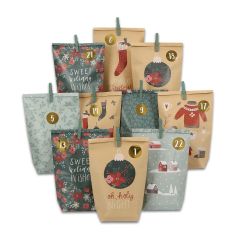 Adventskalender CHRISTMAS  GRÜN/SALBEI - zum Befüllen