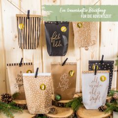 Set Adventskalender Tüten zum Befüllen - HOLY NIGHT (braune Kraftpapiertüten)