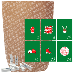 Adventskalender Set zum Befüllen X-MAS ICON ROT GRÜN
