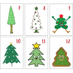 Adventskalender Zahlen 1- 24 GFF WEIHNACHTSBÄUME