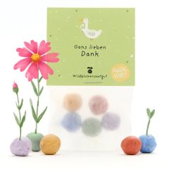 Tütchen mit 5 Blumenmurmeln "Gans lieben Dank"